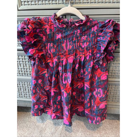 OLIPHANT Exclusive Blue Kazak Pintuck Ruffle Top $188, XXS G16 - Picture 4 of 10